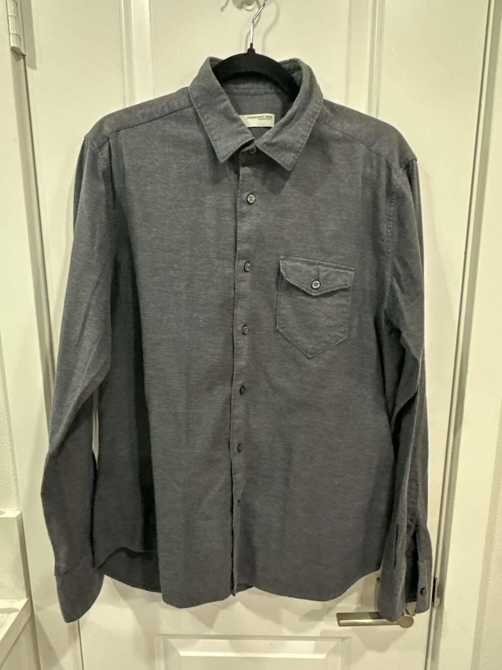 Poggianti 1958 Gray Made in Italy Button-Down Flannel Shirt